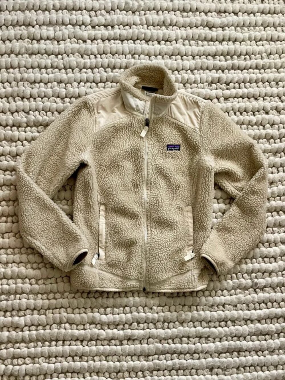 PATAGONIA Vintage Fleece Cream Zip Up Jacket Shearling Size S